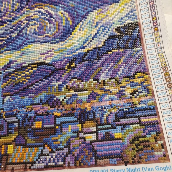 Diamond Art Painting Finished Completed 20"x20" Van Gogh Starry Night Hanging - Picture 9 of 12
